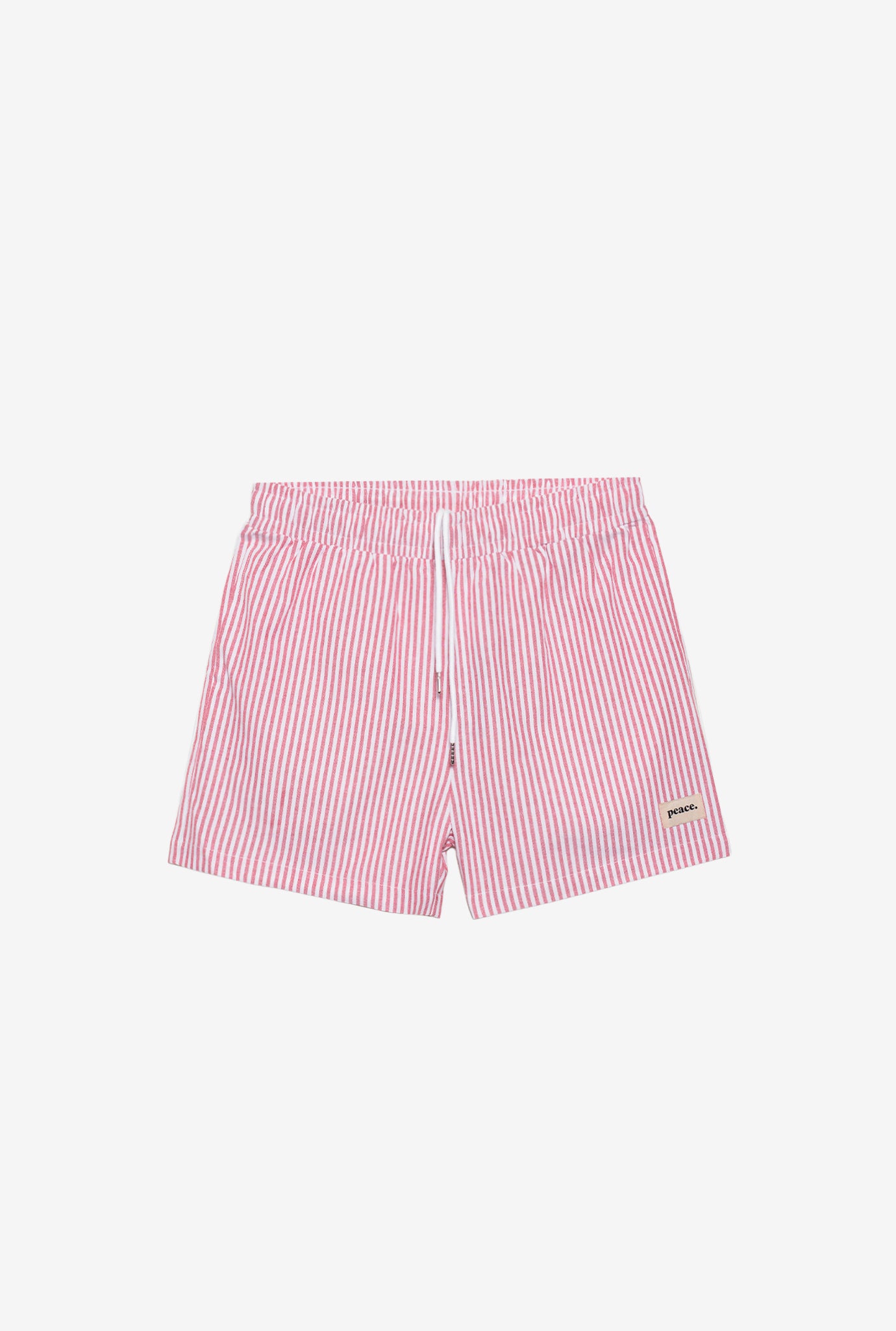 Peace Basics Poplin Striped Shorts - Red