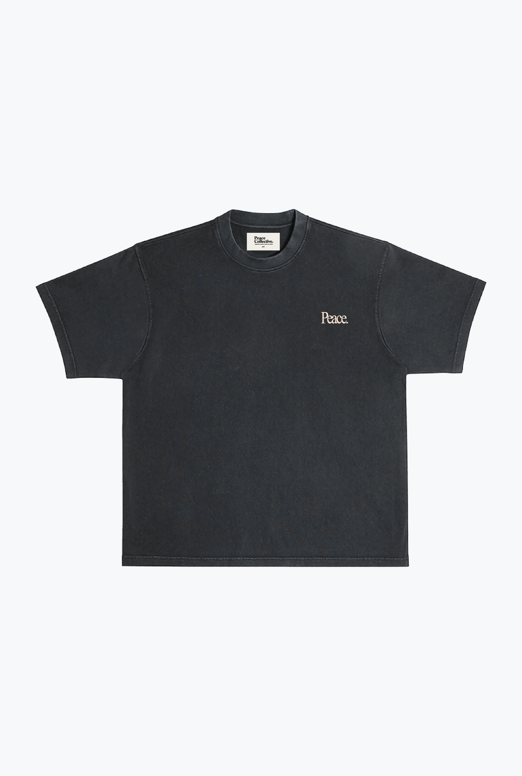 Peace Heavyweight Garment Dyed T-Shirt - Black