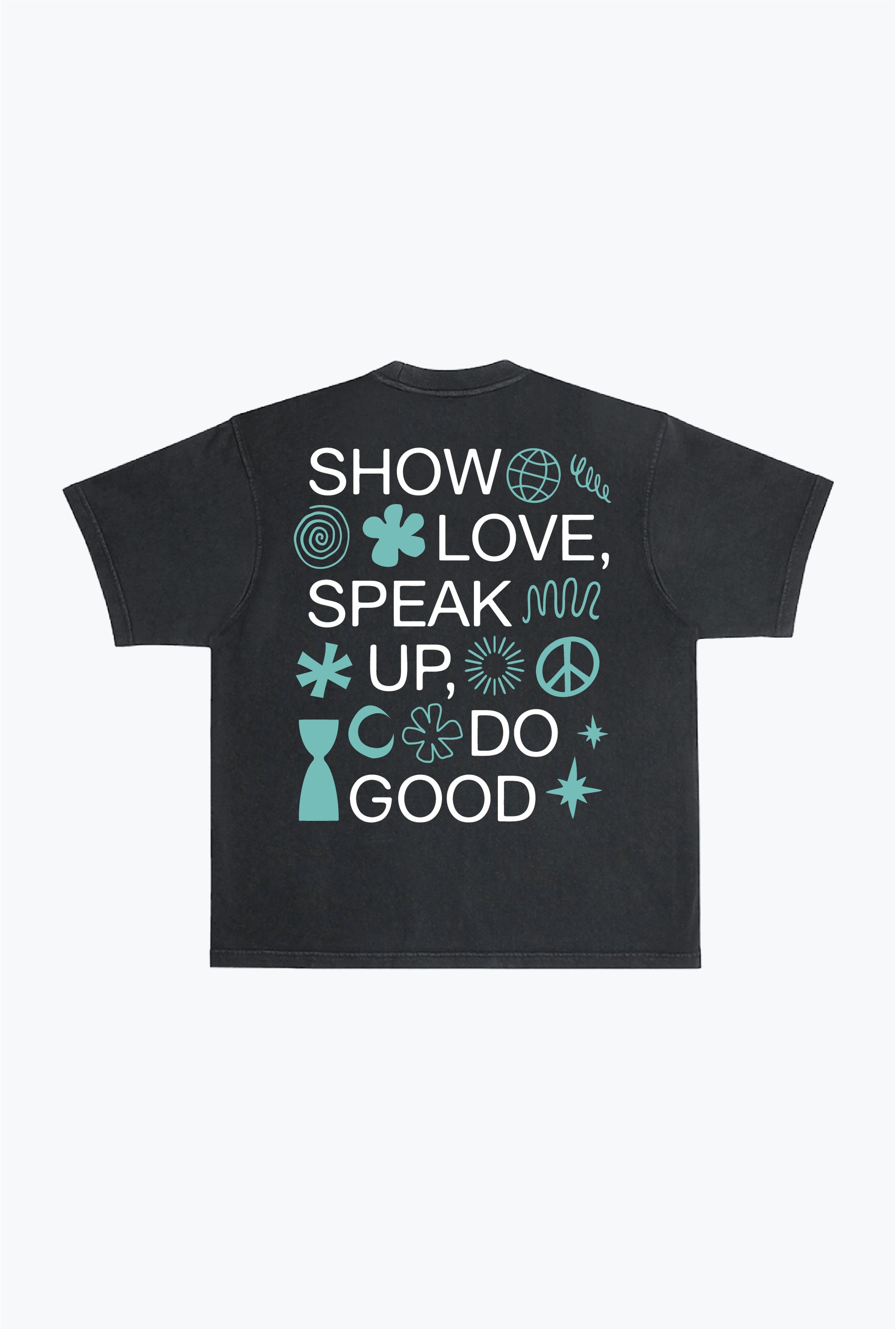 Show Love Heavyweight Garment Dyed T-Shirt - Black