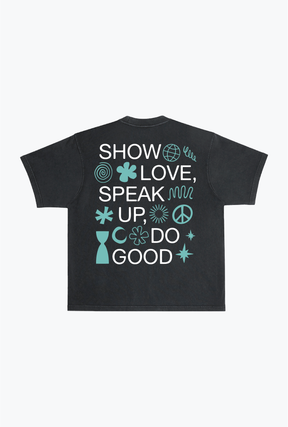 Show Love Heavyweight Garment Dyed T-Shirt - Black