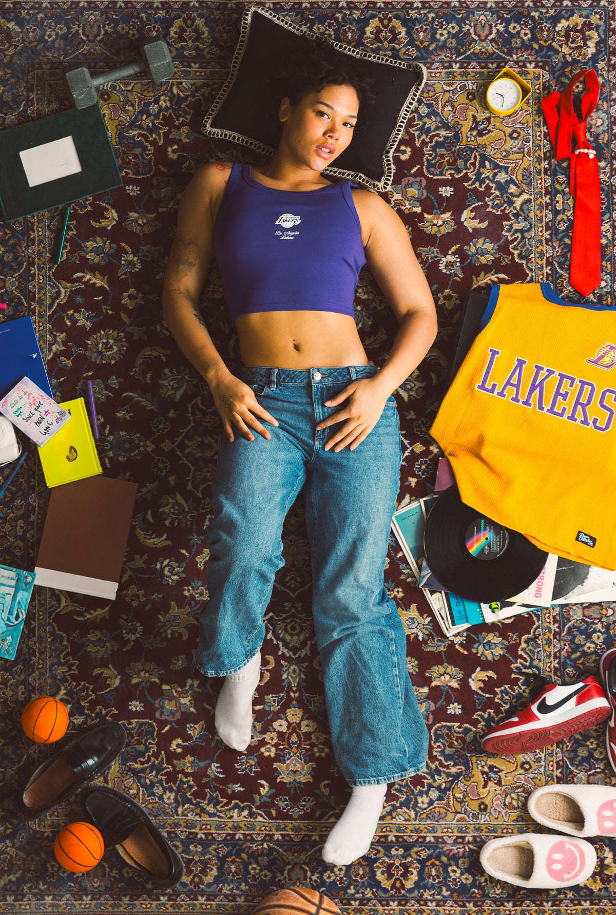 Los Angeles Lakers Cropped Tank - Purple