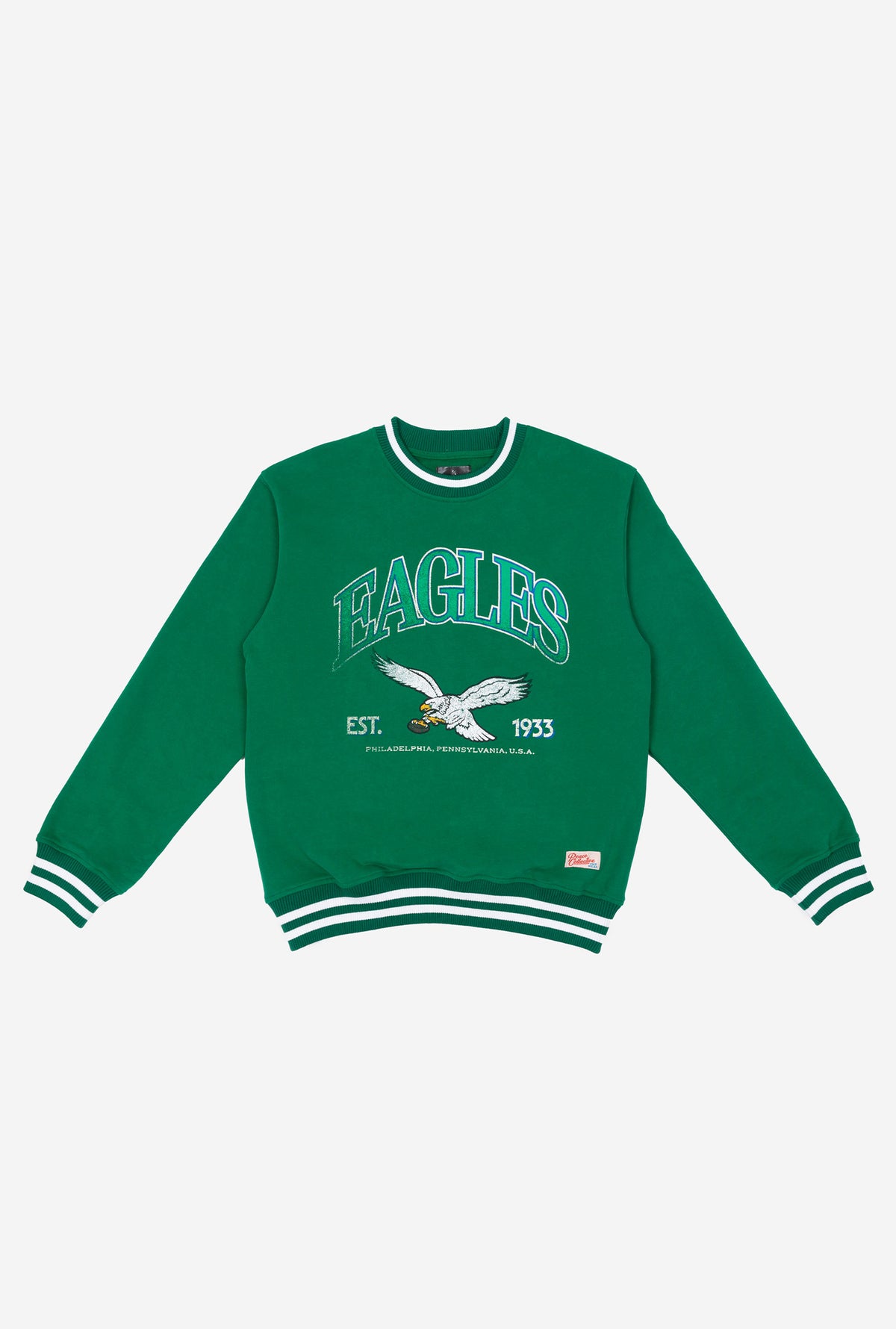 Philadelphia Eagles Vintage Striped Heavyweight Crewneck - Kelly Green
