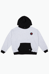 Toronto Raptors Colour Block Heavyweight Hoodie - Black / Grey Melange