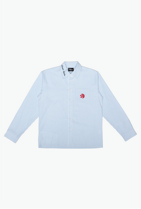 Toronto Raptors Long Sleeve Poplin Shirt - White / Blue
