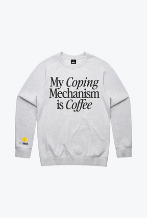 P/C x Smiley: My Coping Mechanism is Coffee Crewneck - Ash