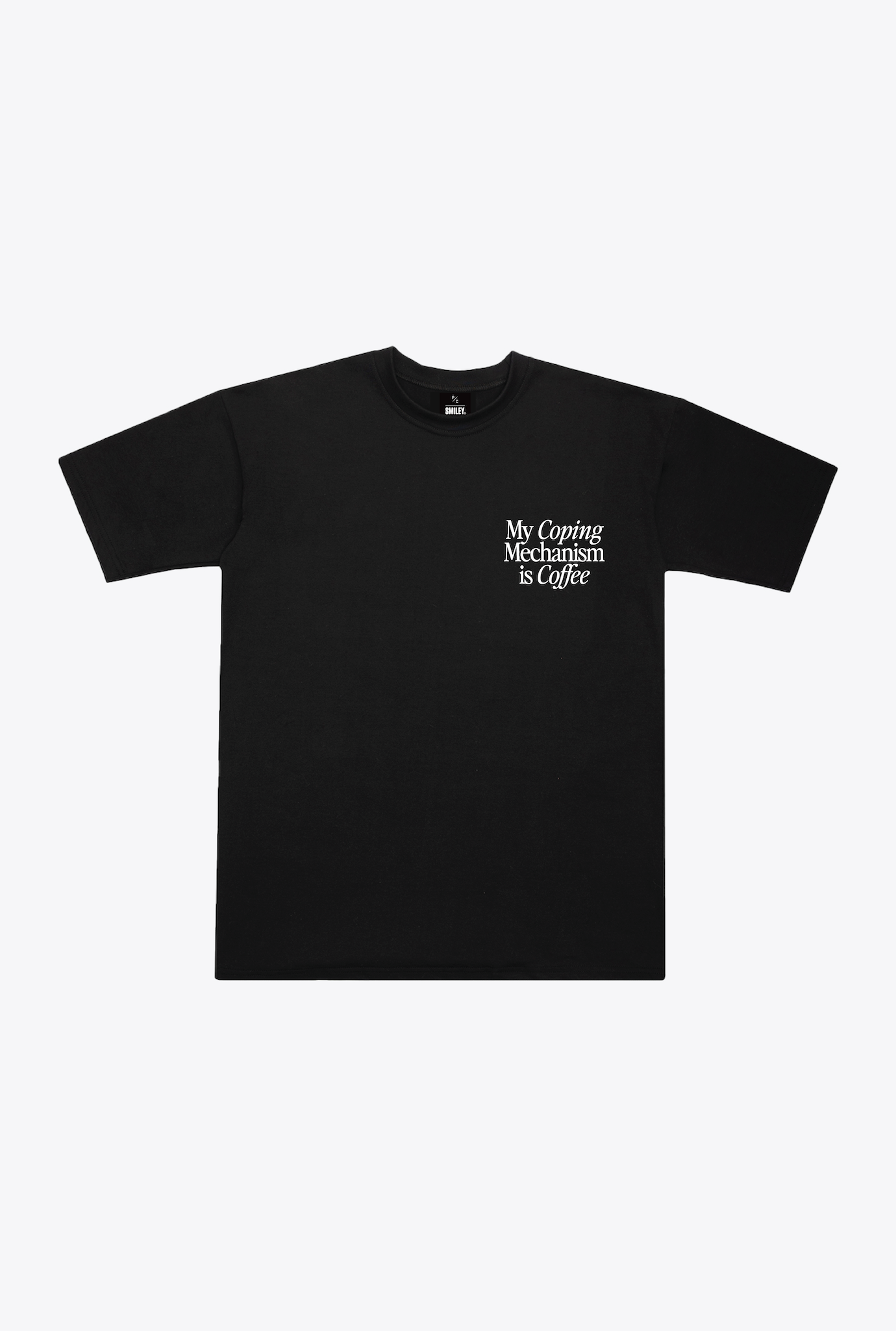 P/C x Smiley: My Coping Mechanism is Coffee Heavyweight T-Shirt - Black