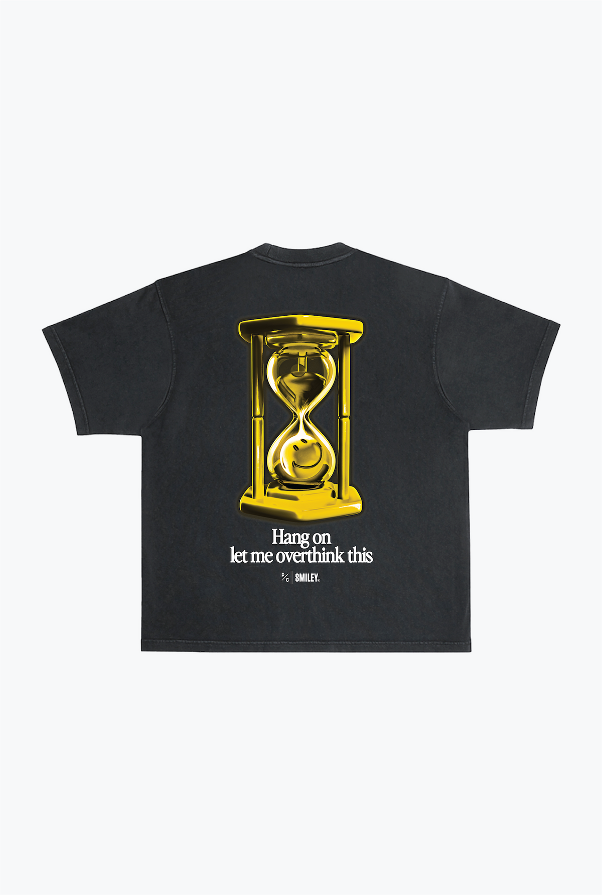 P/C x Smiley: Hang on Let me Overthink this Heavyweight Garment Dyed T-Shirt - Black
