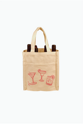 Cocktail Club Wine Tote Bag - Natural