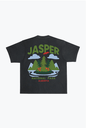 Jasper Nationalpark Schweres, stückgefärbtes T-Shirt - Schwarz