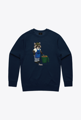 Trash Teddy Summer Vacation: BBQ Teddy Crewneck - Navy