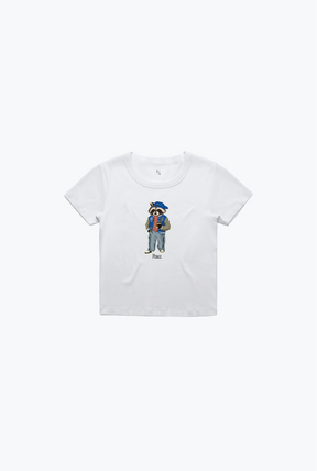 Trash Teddy Summer Vacation: Fashion Teddy Baby Tee - White