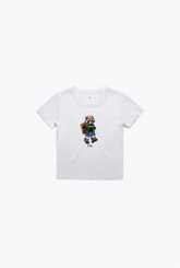 Trash Teddy Summer Vacation: Hiking Teddy Baby Tee - White