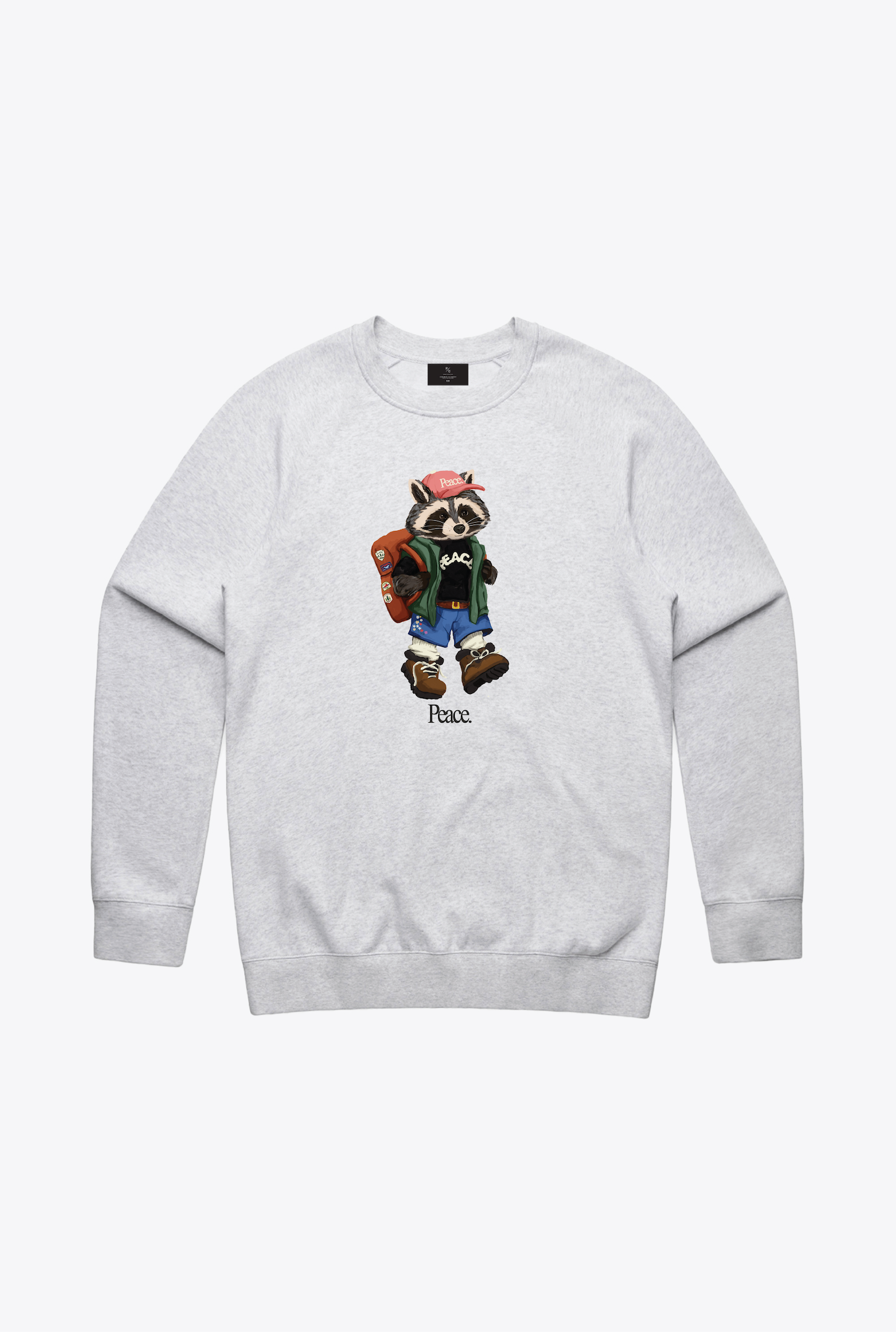 Trash Teddy Summer Vacation: Hiking Teddy Crewneck - Ash