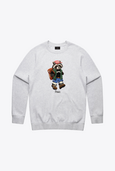 Trash Teddy Summer Vacation: Hiking Teddy Crewneck - Ash