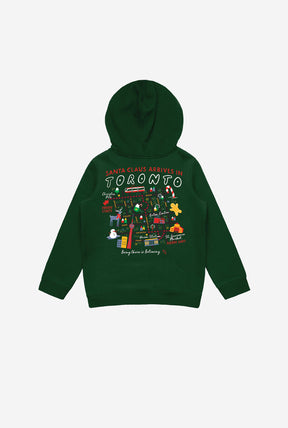 Toronto Santa Claus Parade Map Kids Hoodie - Forest Green