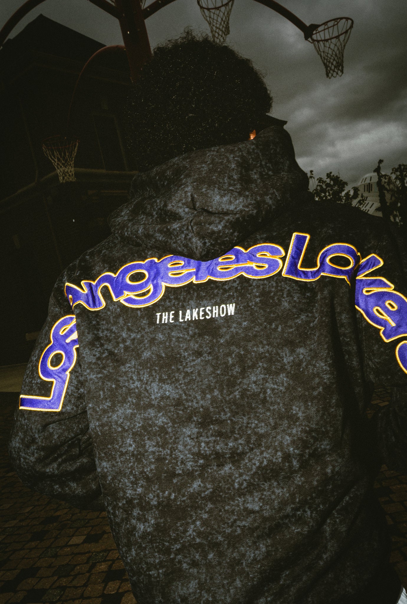 Los Angeles Lakers Sport Through Texture Heavyweight Full Zip Hoodie - Black