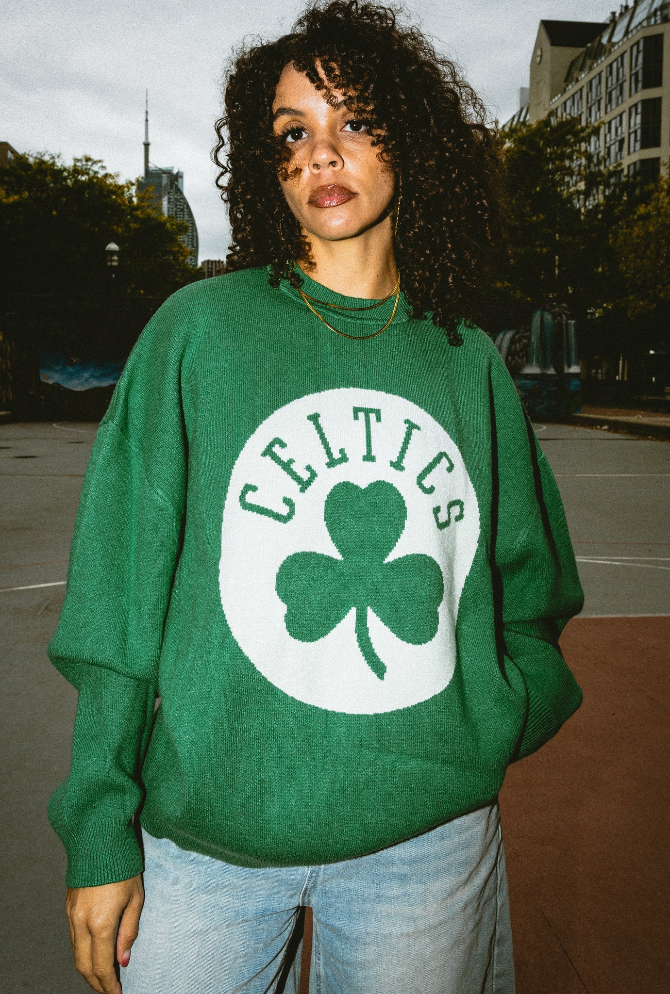 Boston Celtics Oversized Knit Sweater - Green
