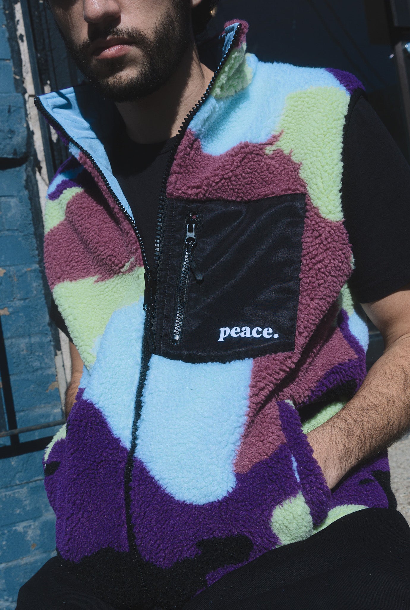 Peace Basics Reversible Quilted Vest - Aurora