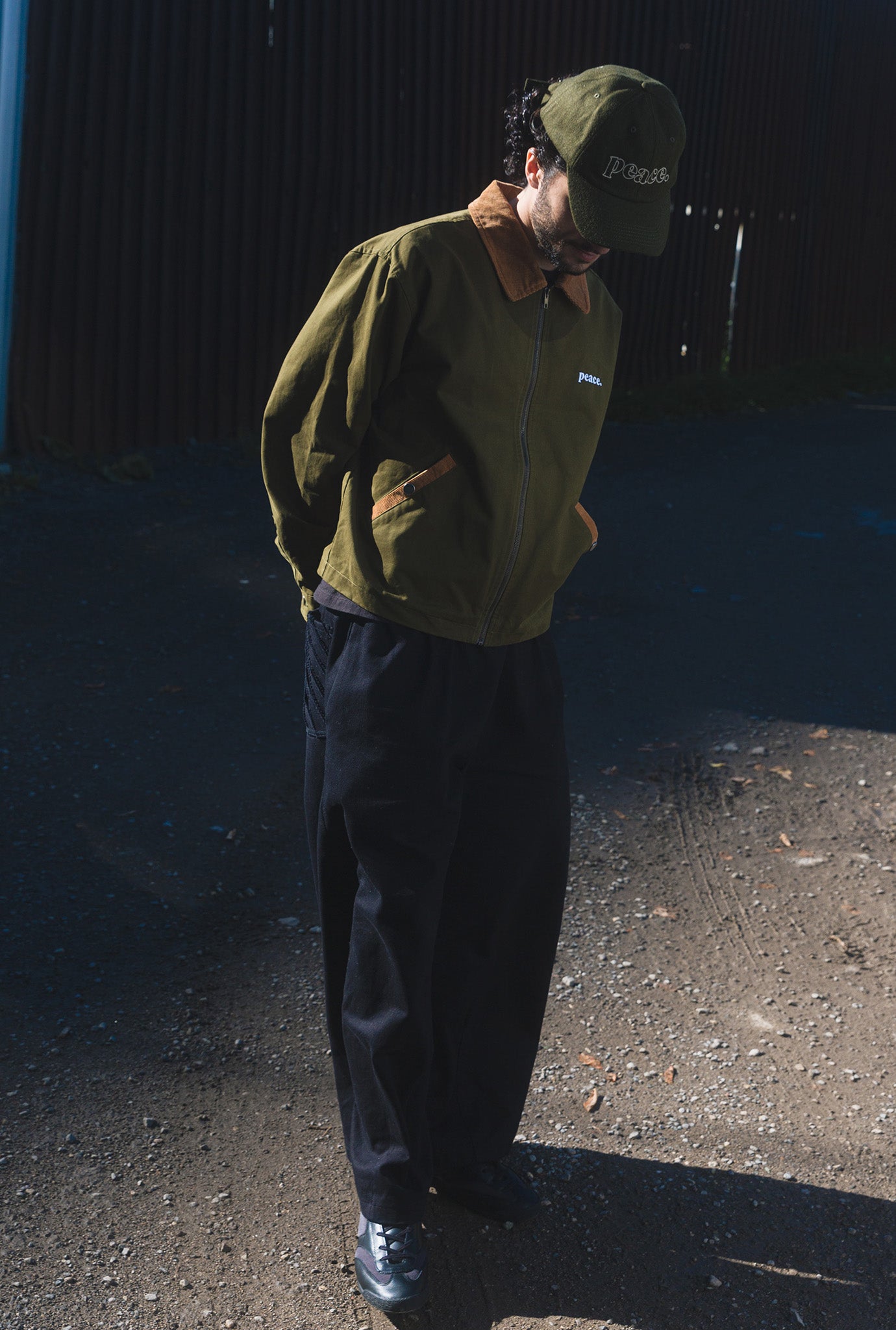 Peace Basics Corduroy Work Jacket - Olive