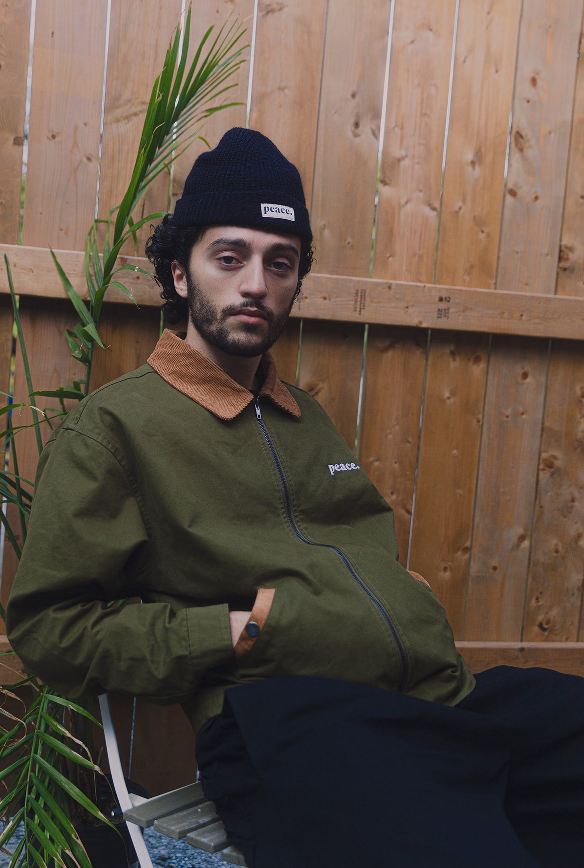 Peace Basics Corduroy Work Jacket - Olive