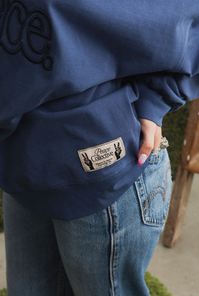 Peace Pigment Dye Crewneck - Navy