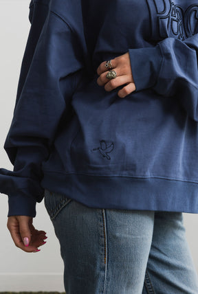 Peace Pigment Dye Crewneck - Navy