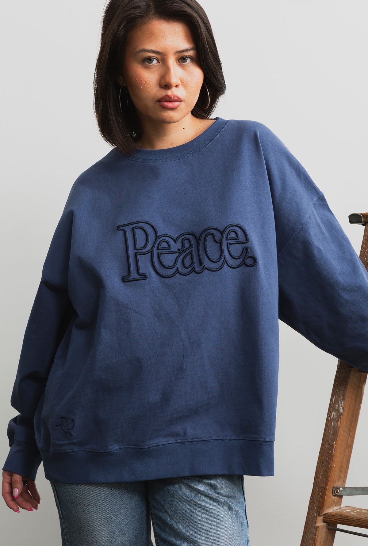 Peace Pigment Dye Crewneck - Navy