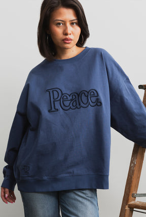Peace Pigment Dye Crewneck - Navy