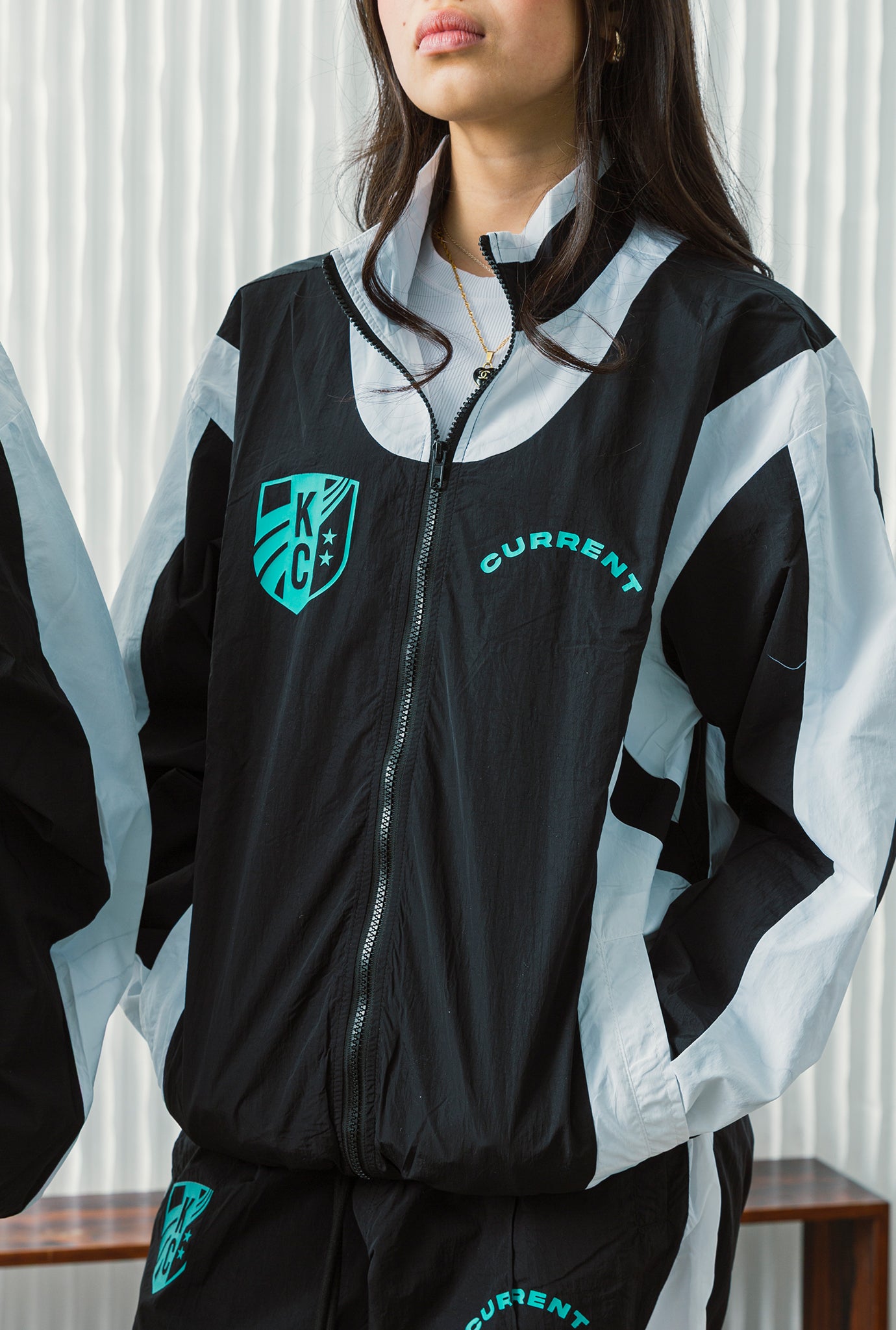 Kansas City Current Colour Block Track Jacket - Off Black / White