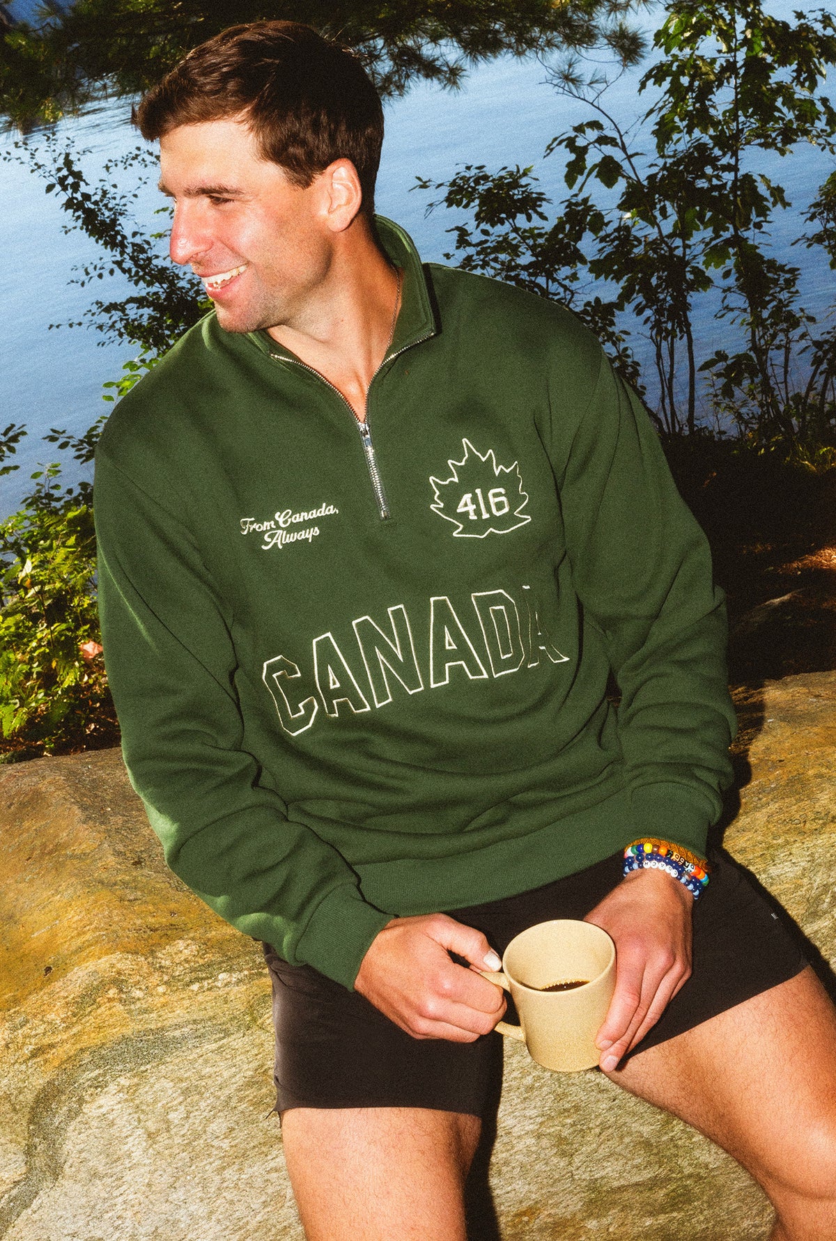 P/C x John Tavares Canada Heavyweight Quarter Zip - Forest Green