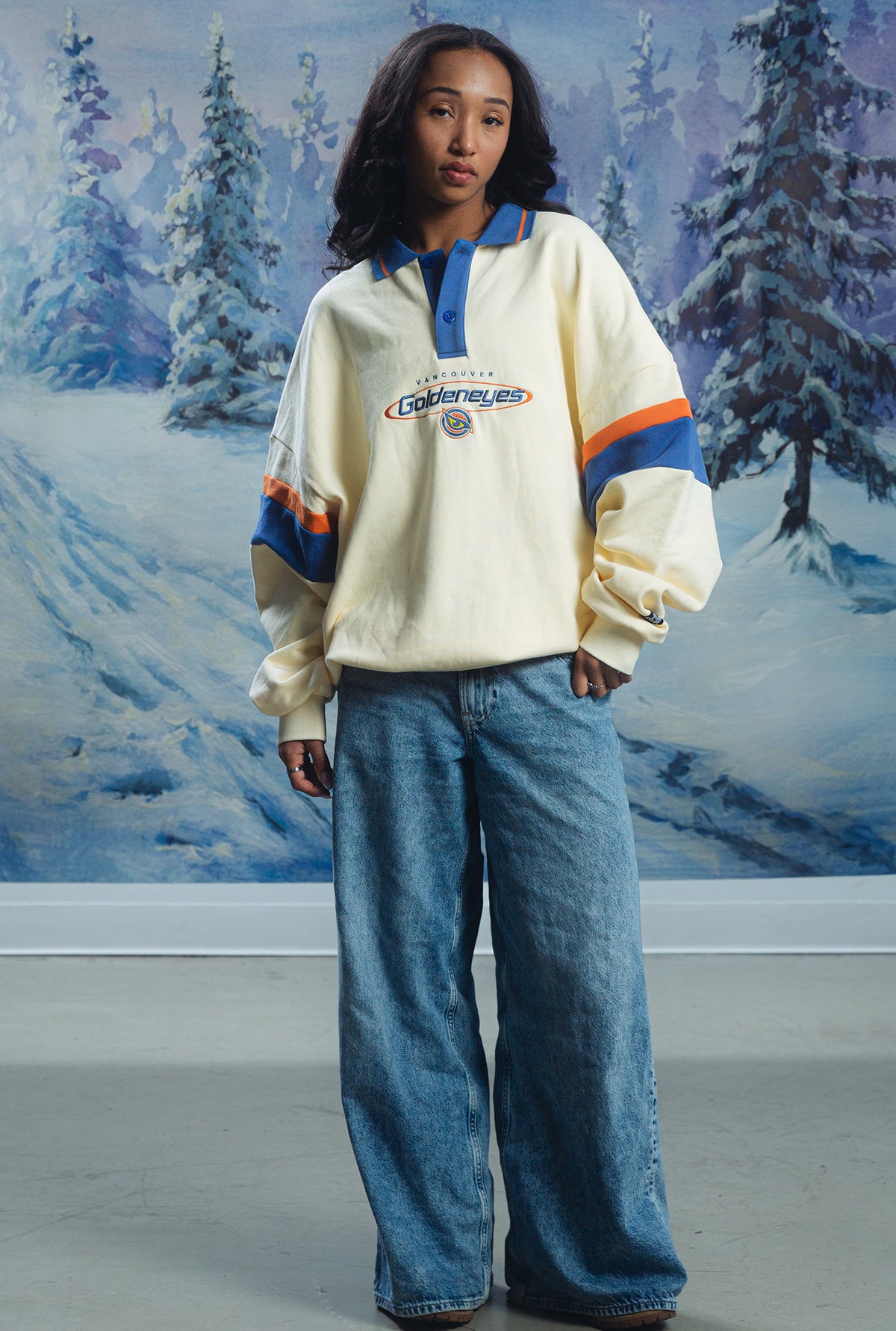 Vancouver Goldeneyes Oversized Rugby - Ivory / Blue