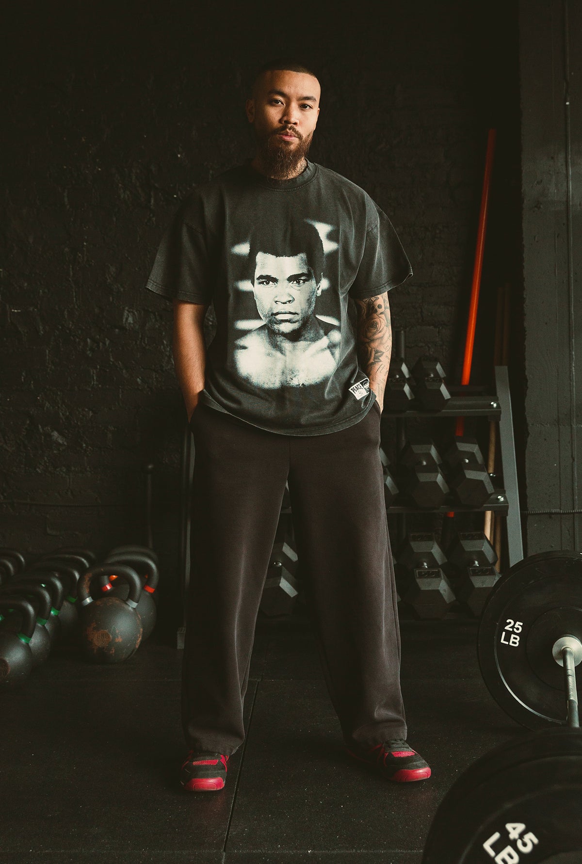 P/C x Muhammad Ali Heavyweight Garment Dyed T-Shirt - Black