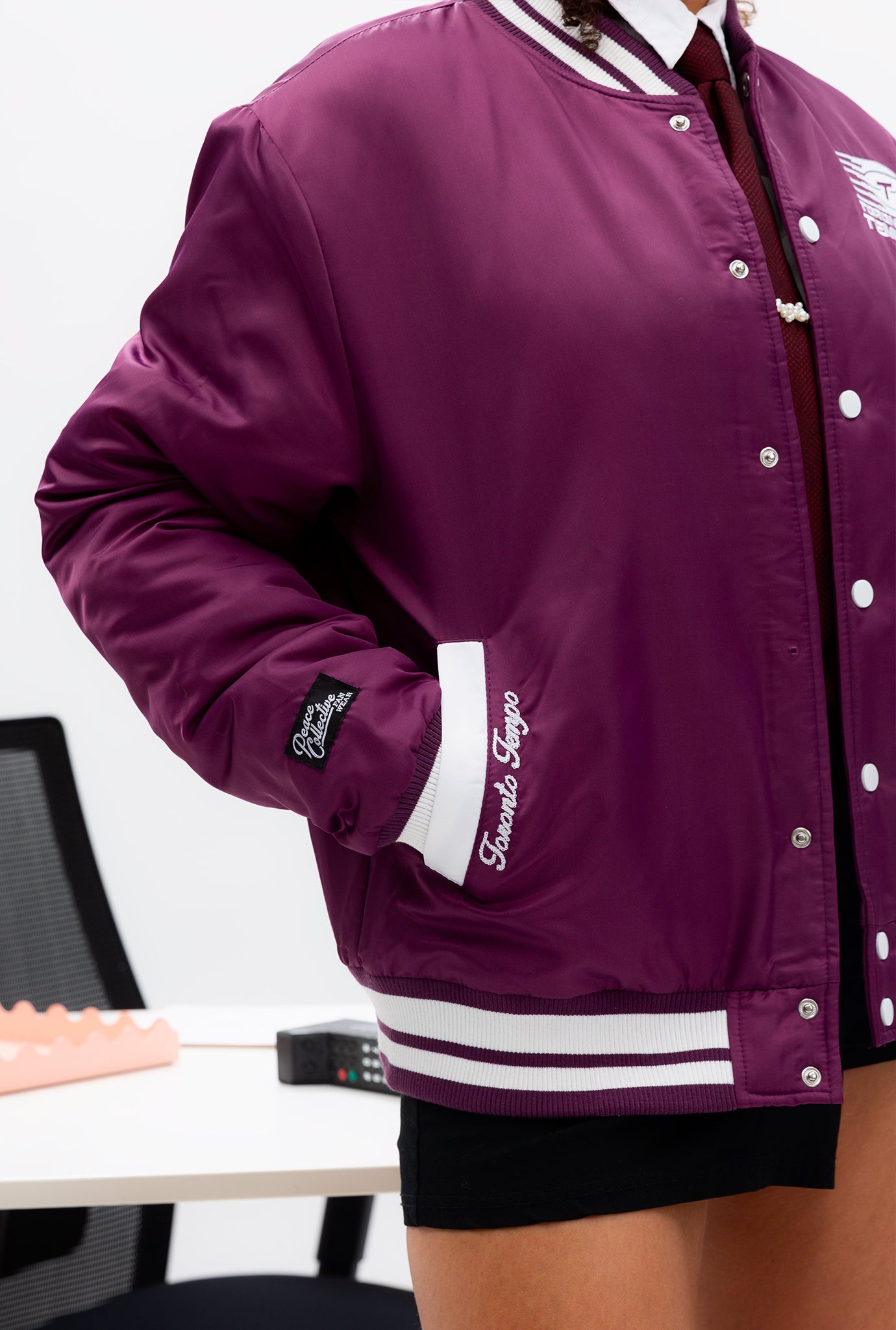 Toronto Tempo Women's Cropped Bomber Jacket - Bordeaux