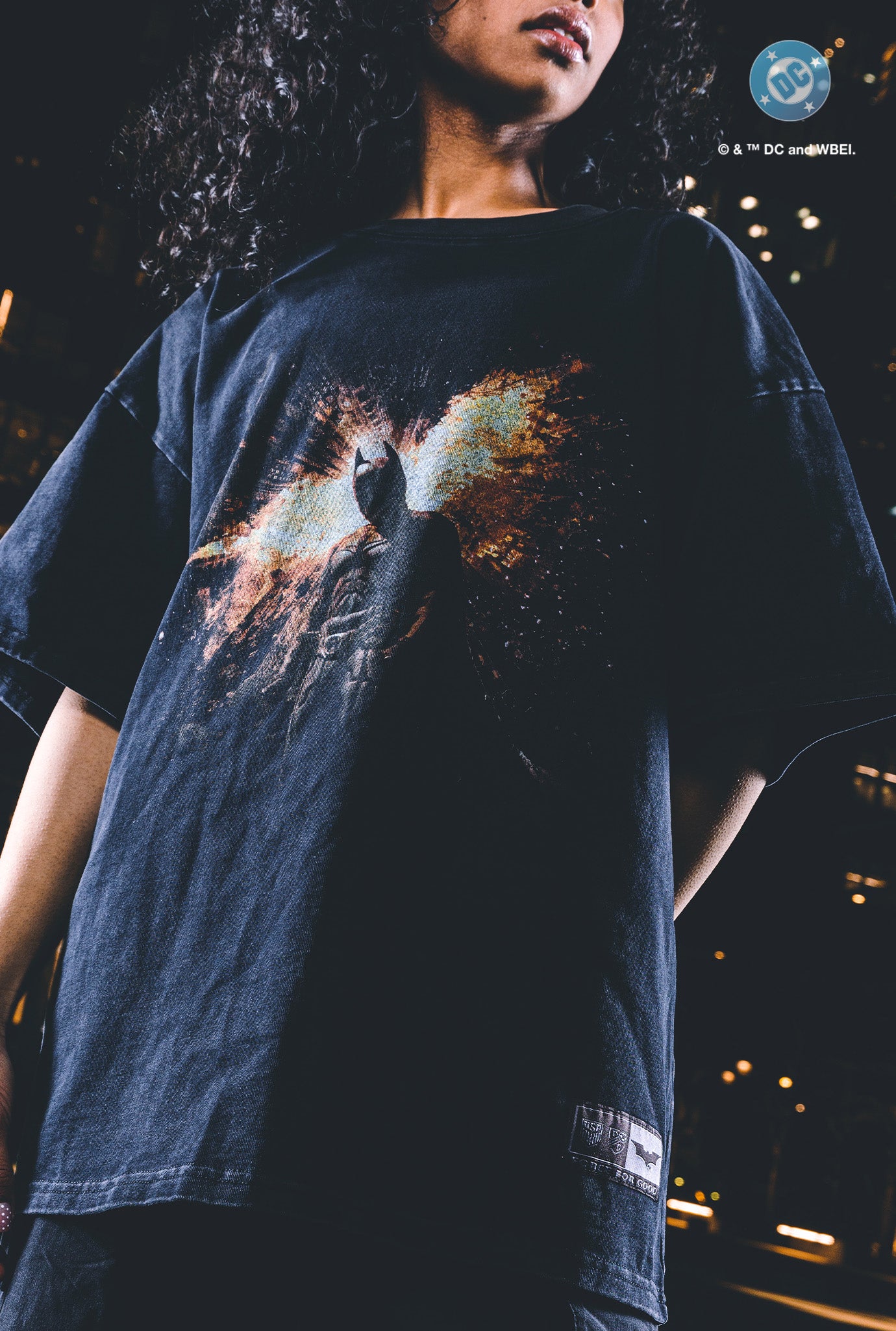 T-shirt épais teint en pièce US Soccer x DC Comics The Dark Knight Rises - Noir
