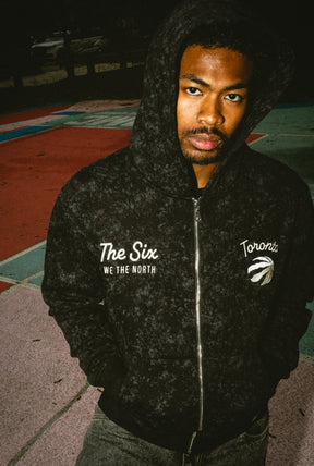 Toronto Raptors Sport Through Texture Heavyweight Full Zip Hoodie - Black