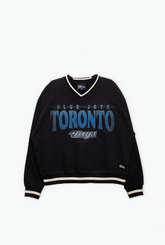 Sweat-shirt à col en V épais des Blue Jays de Toronto - Noir