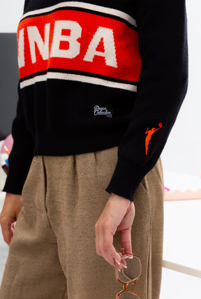 WNBA League V-Neck Knit Sweater - Black