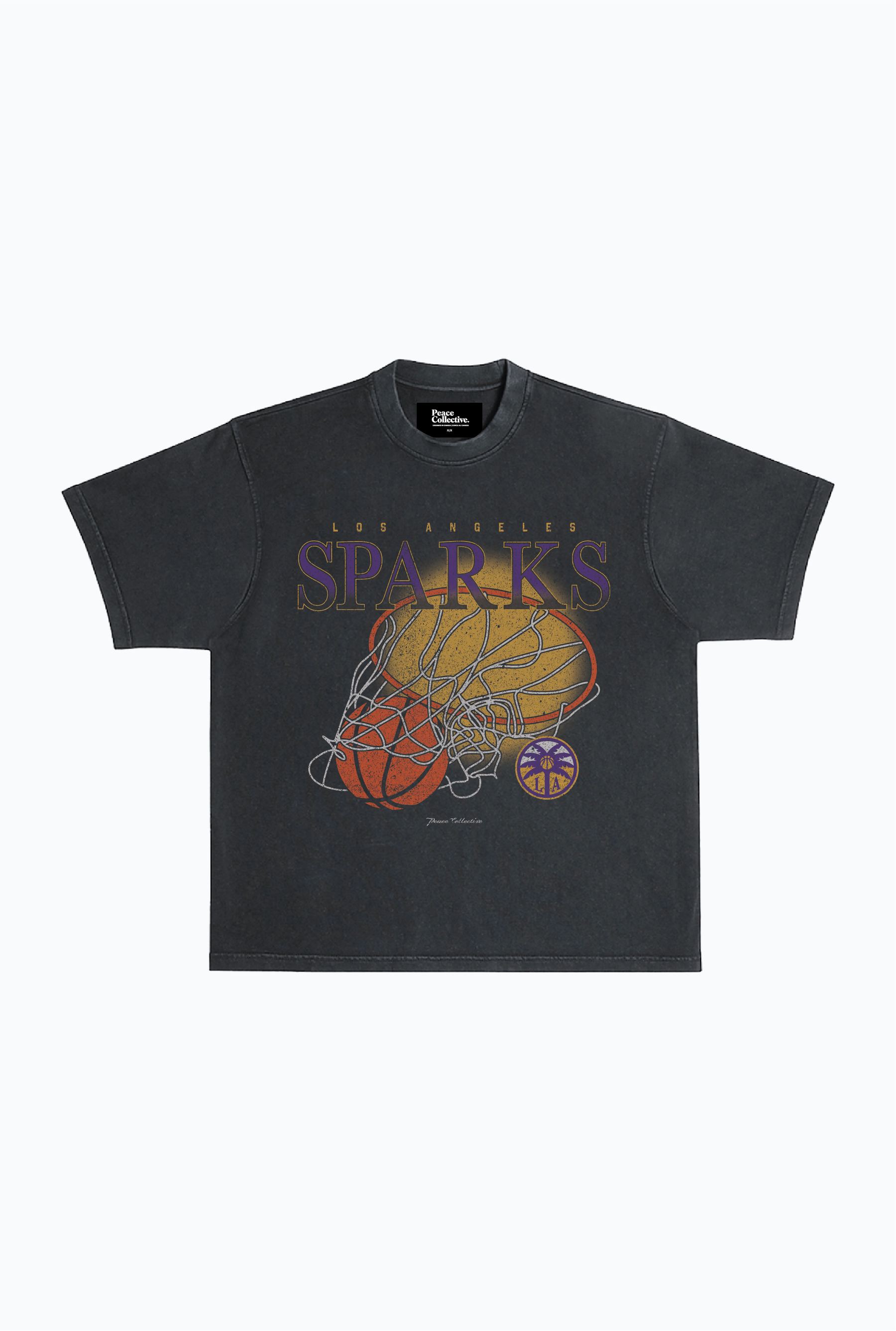 Los Angeles Sparks Heavyweight T-Shirt - Off Black