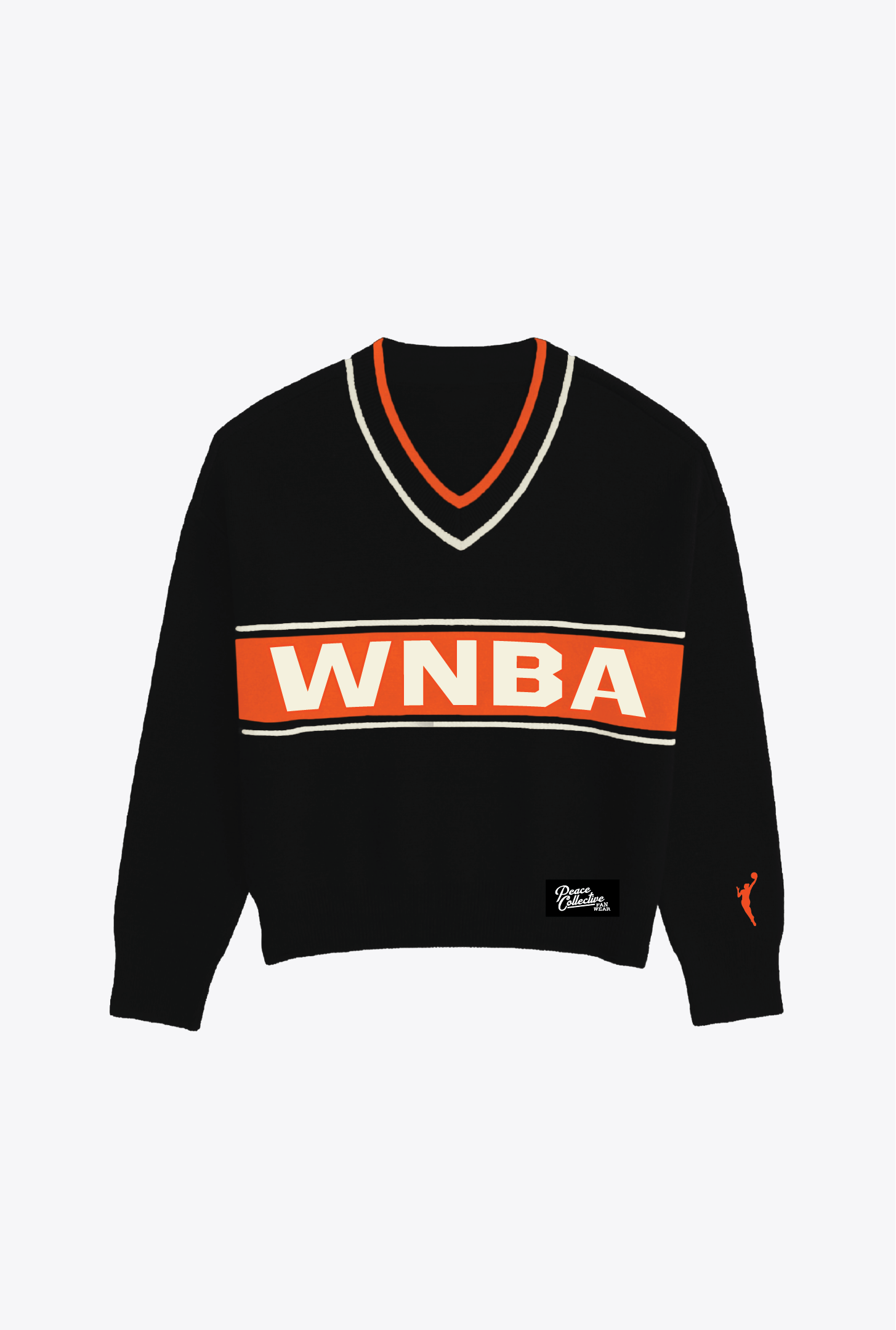 WNBA League V-Neck Knit Sweater - Black