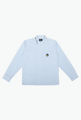 Golden State Warriors Langarm-Popelinehemd – Weiß/Blau