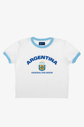 Argentina Cropped Ringer T-Shirt - White