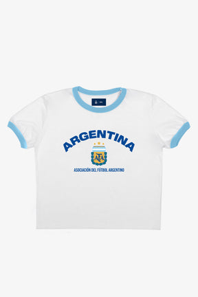 Argentina Cropped Ringer T-Shirt - White