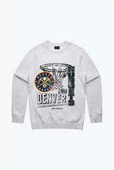 Denver Nuggets Basketball Net Crewneck - Ash 