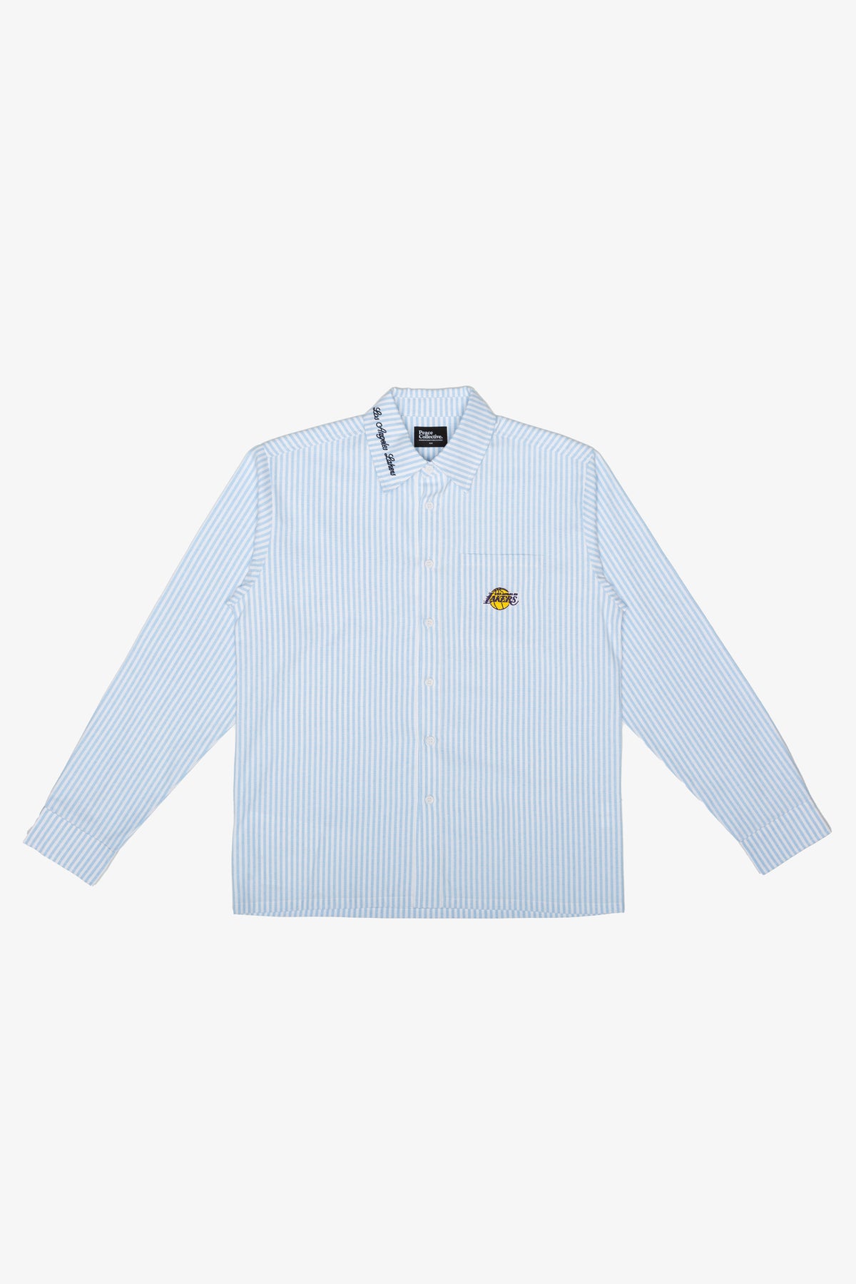 Los Angeles Lakers Long Sleeve Poplin Shirt - White / Blue