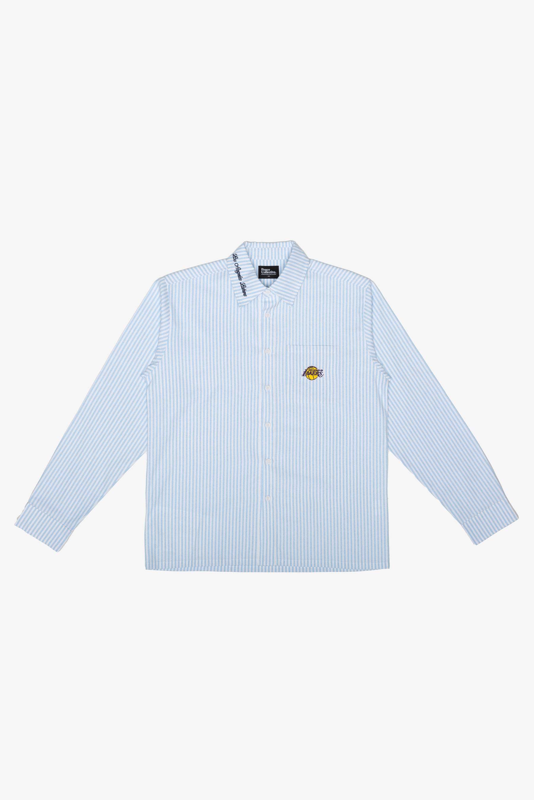 Los Angeles Lakers Long Sleeve Poplin Shirt - White / Blue