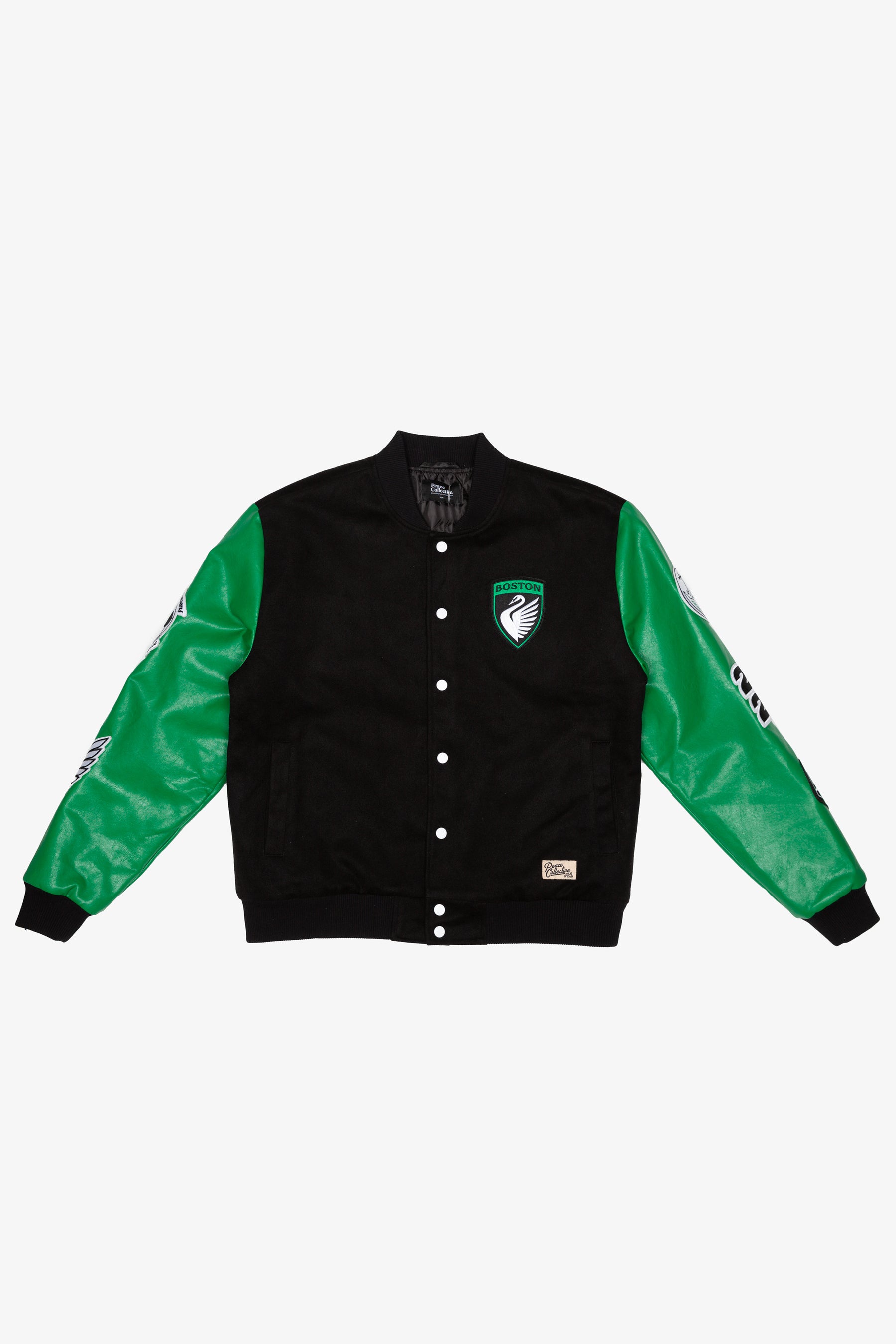 Boston Legacy FC Patchwork-Collegejacke – Schwarz/Grün