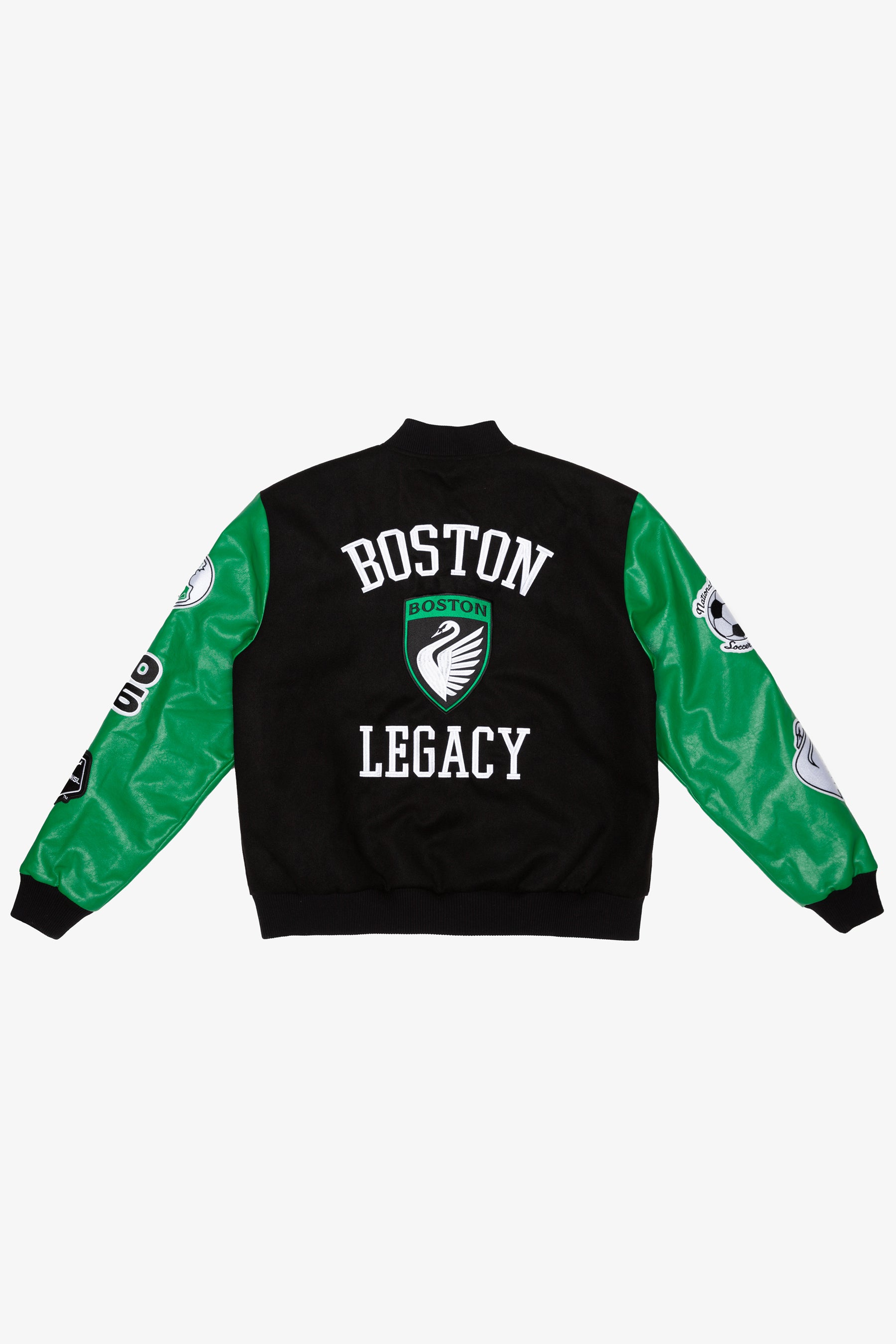 Boston Legacy FC Patchwork-Collegejacke – Schwarz/Grün