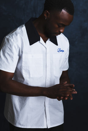 FC Barcelona Short Sleeve Button-Up - White