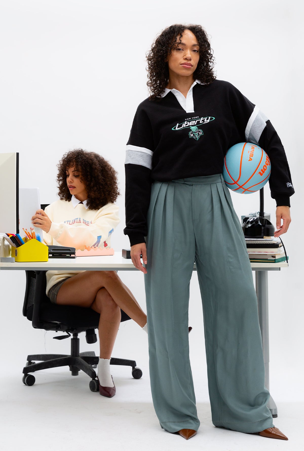 New York Liberty Vintage Oversized Rugby-Trikot – Schwarz/Grau