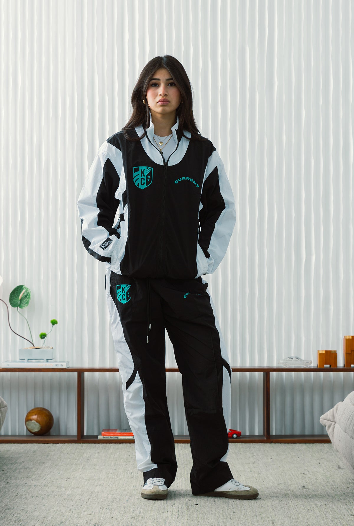 Kansas City Current Colour Block Track Pants - Off Black / White